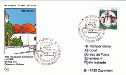 1992-cartolina Illustrata I^volo Lufthansa Boeing 737 LH 3599 Palermo Bruxelles - Poste Aérienne