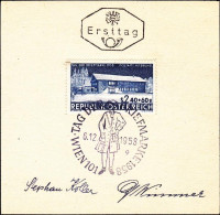 1958-Autriche Osterreich Austria Cartoncino Commemorativo Affr. Con Le Firme Aut - Autres & Non Classés