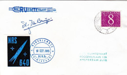 1965-Holland Nederland Olanda Razzogramma Affrancato + Erinnofilo Azzurro - Poststempels/ Marcofilie