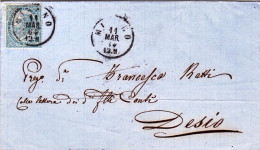 1864-lettera Con Testo Diretta A Desio Affrancata 15c. Vittorio Emanuele II - Poststempel