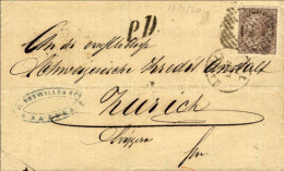 1870-piego Diretto In Svizzera Affr. 30c.bruno V.E. II^tiratura DLR, Annullo Num - Poststempel