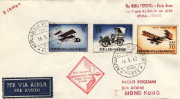 1962-San Marino Aerogramma I^volo Alitalia Roma-Hong Kong Del 20 Maggio - Luchtpost