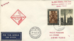 Vaticano-1962 I^volo Alitalia Roma-Hong Kong Del 20 Maggio, 60 Pezzi Volati - Cartas & Documentos