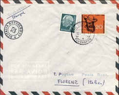 1958-Germania Cat.Pellegrini N.825 Euro 90, I^volo Dusseldorf Roma Alitalia Del  - Storia Postale