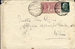 1930-cat.Sassone Euro 250, Busta Affr. Posta Pneumatica 15c.lilla+25c.Imperiale  - Marcophilia