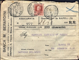 1928-cat.Sassone Euro 250, Assicurata Valore Dichiarato L.200 Affr. L.2,55 Carmi - Marcophilia