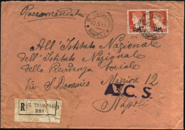 1945-cat.Sassone Euro 100, Lettera Racc. Affr.coppia Posta Militare L.1,75 Augus - Guerre 1939-45