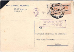 1944-Sicilia AMG OT Cartolina (con Insignificante Piega), Affr. Coppia 15c.Occup - Britisch-am. Bes.: Sizilien