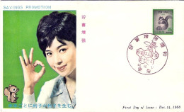 1968-Giappone Japan S.1v."Propaganda Per Il Risparmio,scoiattolo" Su Fdc - FDC