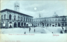 1900-cartolina Di Bologna Piazza Vittorio Emanuele Palazzo Del Podesta' E De Ban - Bologna