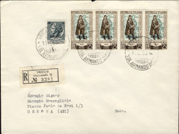 1953-Trieste A Lettera Racc.in Perfetta Tariffa Per L.105 Affr. Quattro L.25 Luc - Poststempel