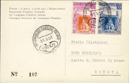 1951-cat.Sassone Euro 140, Cartolina Centenario Dei Primi Francobolli Di Toscana - FDC