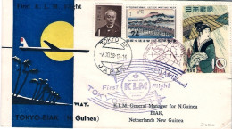 1958-Giappone Japan I^volo Klm Tokyo Biak (nuova Guinea) Via Rotta Polare - Lettres & Documents