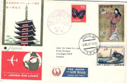 1961-Giappone Japan I^volo Polare Della JAL Tokyo Danimarca Del 6 Giugno - Covers & Documents