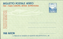 1952-cat.Filagrano Euro 140, Biglietto Postale Aereo L.60 Blu E Rosso Qualita' E - Postwaardestukken