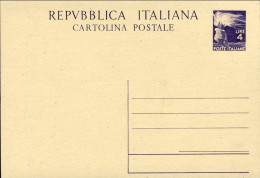 1947/49-cat.Filagrano Euro 110 Cartolina Postale L.4 Fiaccola Democratica "Repub - Stamped Stationery