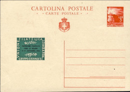 1945-cat.Pertile Euro 100, Cp. L.3 Democratica Stemma Sabaudo Emiss. Privata (re - Stamped Stationery