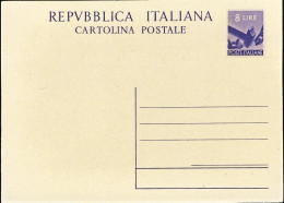 1947/49-cartolina Postale L.8 Martello Democratica "Repubblica Italiana" Cat.Fil - Postwaardestukken