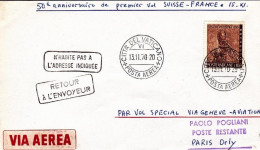 Vaticano-1970 Volo Speciale Per Il 50^ Anniversario Del I^volo Ginevra Parigi - Poste Aérienne