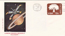 1977-U.S.A. Busta + Cartoncino Commemorativo Per Il Lancio Della Sonda Spaziale  - 3c. 1961-... Storia Postale