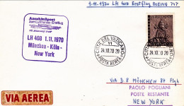 Vaticano-1970 I^volo Lufthansa Boeing 747 LH 408 Monaco-Colonia-New York Del Pri - Airmail