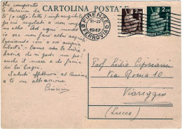 1947-cartolina Postale L.2 Grigio Democratica Senza Stemma Sabaudo Con Affrancat - 1946-60: Poststempel