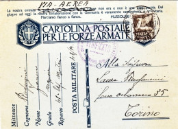 1941-cartolina Postale Per Le Forze Armate Affrancata Con Francobollo Moneta Pos - Oorlog 1939-45
