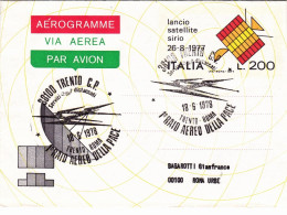 1978-L.200 Lancio Satellite Sirio Cachet 1 Raid Aereo Della Pace Trento Roma Del - 1971-80: Marcophilie