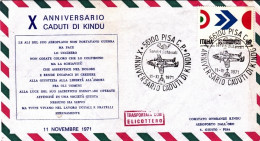 1971-per Il X Anniversario Caduti Di Kindu Trasportata Con Elicottero - Airmail