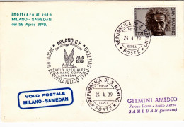 1979-San Marino Raccomandata Volo Postale Percorso Milano Samedan Del 28 Aprile - Poste Aérienne