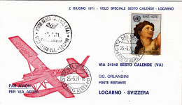 1971-Vaticano Busta Illustrata Per Dispaccio Aereo Con Idrovolante Sesto Calende - Posta Aerea