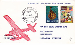 1971-San Marino Per Dispaccio Aereo Con Idrovolante Sesto Calende Locarno Del 2  - Luftpost