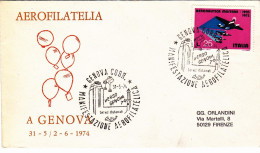 1974-lettera Illustrata Cachet Genova Manifestazione Aerofilatelica Del 31 Maggi - Luchtpost
