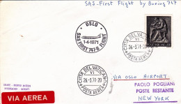 Vaticano-1971  I^volo SAS Con Boeing 747 Oslo New York Dell'1 Aprile - Airmail