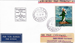 1977-San Marino I^volo Boeing 737 Della Lufthansa LH 023 Oslo Francoforte Dell'1 - Poste Aérienne