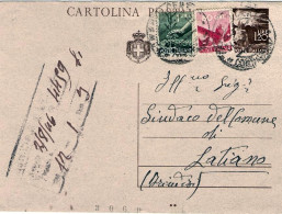 1946-Rara Cartolina Postale L.1,20 Su Grigio Camoscio Fiaccola (rara Per La Pres - Stamped Stationery