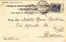 1922-cartolina Compagnia Di Assicurazione Grandine E Di Riassicurazione "Meridio - Marcophilie