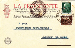 1933-cartolina Ditta "La Previdente" Compagnia Italiana Di Assicurazione Sede In - Marcophilie