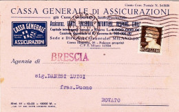 1930-della Cassa Generale Di Assicurazioni In Milano Ramo Furto Bestiame - Marcophilia