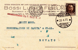 1935-cartolina Ditta Bossi Luigi E Figli In Milano, Officina Specializzata Per L - Marcophilia
