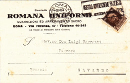 1933-cartolina Societa' Anonima Romana Uniformi Guarnizioni Ed Arredamento Sacro - Marcophilia