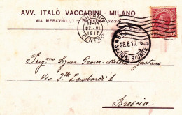 1917-cartolina Intestata Avvocato Italo Vaccarini In Milano Viaggiata - Marcophilia