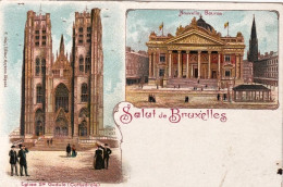 1900-Belgio "Salut De Bruxelles,eglise S.te Gudule, Nouvelle Bourse" - Autres & Non Classés