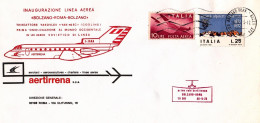 1973-ufficiale AERTIRRENA I^volo Bolzano Roma Con TR 201 Del 28 Giugno,prima Omo - Posta Aerea