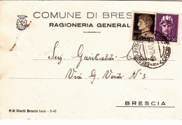 1945-Luogotenenza 10c. + 50c. Imperiale Senza Fasci Tirature Di Novara Su Cartol - Poststempel