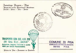 1987-cartolina Ufficiale Gemellaggio Angers Pisa E Cachet 32^ Regata Antiche Rep - Fallschirmspringen