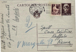 1946-cartolina Postale L.1,20 Turrita Con Stemma Con Affrancatura Aggiunta L.2 D - 1946-60: Marcophilie