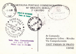1986-cartolina Postale Commemorativa 46^ Brigata Aerea 2^ Gruppo, Volo Di Ritorn - Poste Aérienne