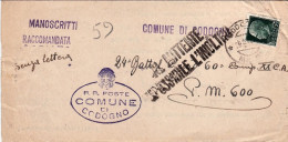 1943-piego Comunale Di Codogno Con Affrancatura 25c. Imperiale Manoscritti Racco - Marcophilie