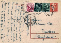 1946-cartolina Postale 60c.Turrita Senza Stemma Con Affrancatura Aggiunta 60c.+8 - 1946-60: Marcophilie